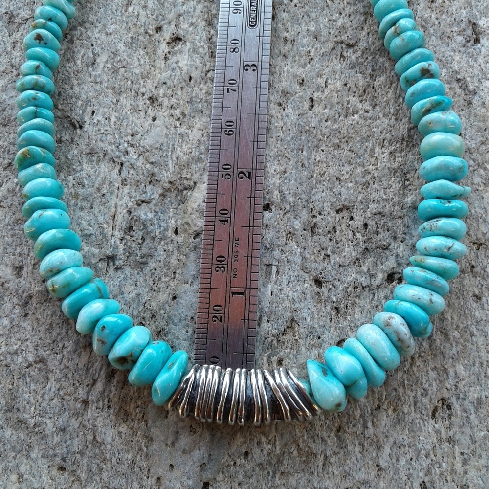 Sterling silver,  genuine TURQUOISE necklace - Picture 5 of 8